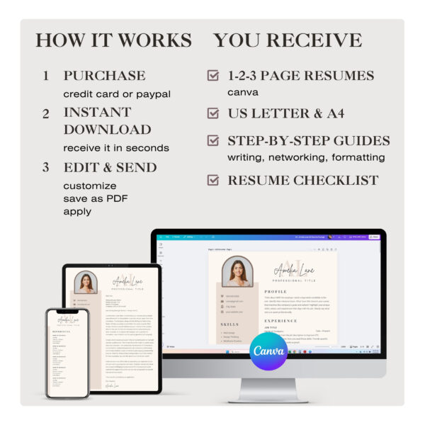 teacher resume template script guide career advice book education quote canvas CV build higher education resume template canva professional - Image 4