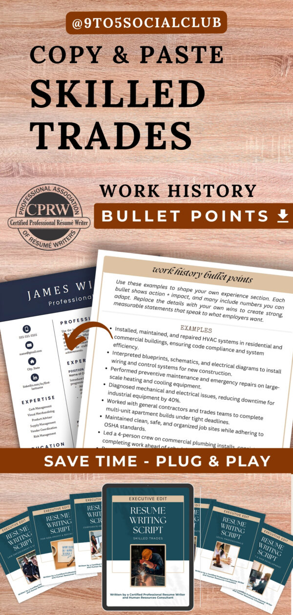 Skilled Trades Resume Wording Construction Job description template Electrician dad gift Mechanic Resume HVAC template welding accessories - Image 10