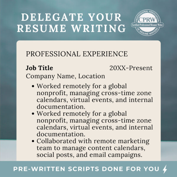Remote Worker Resume template words Virtual assistant Job application Work From Home improvement list template script writing service flyer - Image 3