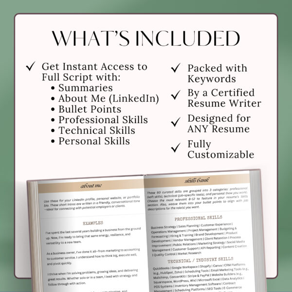 Entrepreneur Women coach template script writing service Business Owner Job Description words Startup Resume Wording Self Employed CV Sample - Image 3