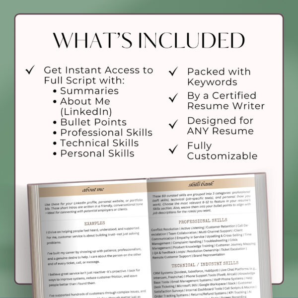 Customer Experience Writing Template Resume Script Job Description Language CX Resume Word Customer Service CV Sample Download Support Staff - Image 3