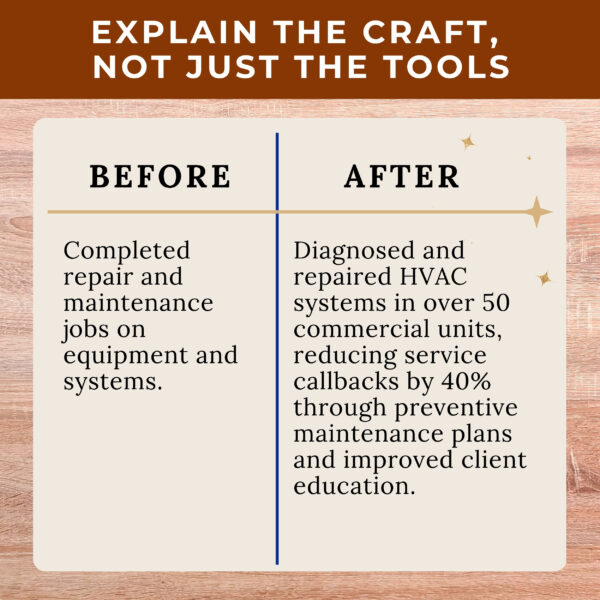 Skilled Trades Resume Wording Construction Job description template Electrician dad gift Mechanic Resume HVAC template welding accessories - Image 5
