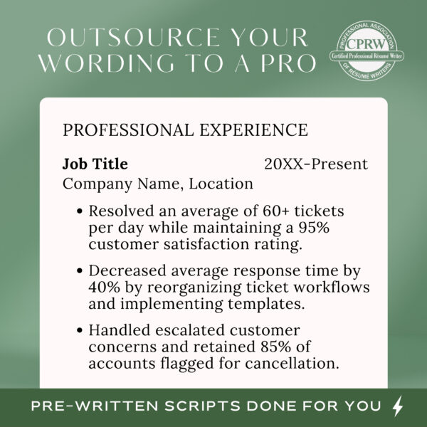 Customer Experience Writing Template Resume Script Job Description Language CX Resume Word Customer Service CV Sample Download Support Staff - Image 5