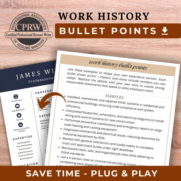Skilled Trades Resume Wording Construction Job description template Electrician dad gift Mechanic Resume HVAC template welding accessories - Image 6