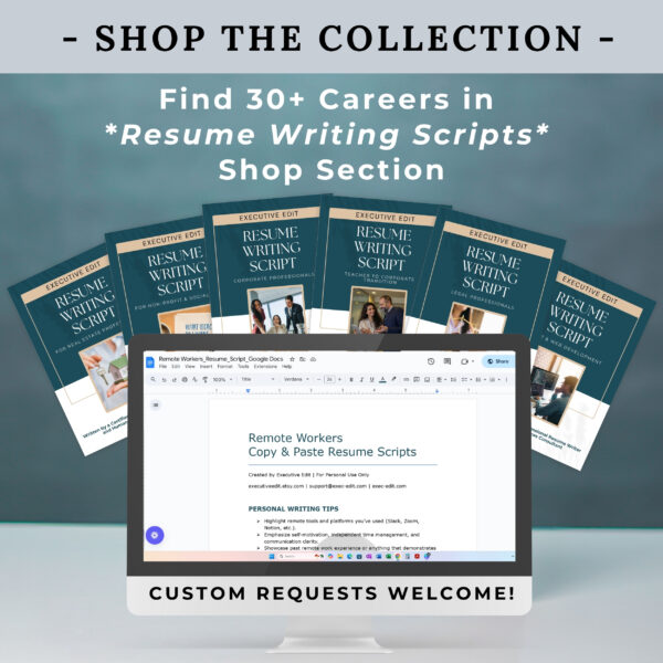 Remote Worker Resume template words Virtual assistant Job application Work From Home improvement list template script writing service flyer - Image 7