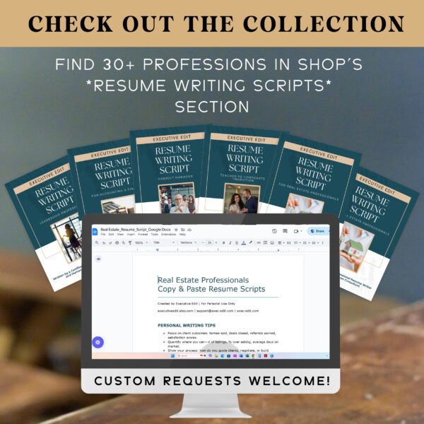 Realtor marketing Resume Word template script writing service real estate Broker open book Agent Resume Property Manager CV Lease agreement - Image 7