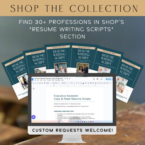 Executive Assistant principal Resume writer template script writing rush resume Job Description template resume google docs ats friendly cv - Image 7