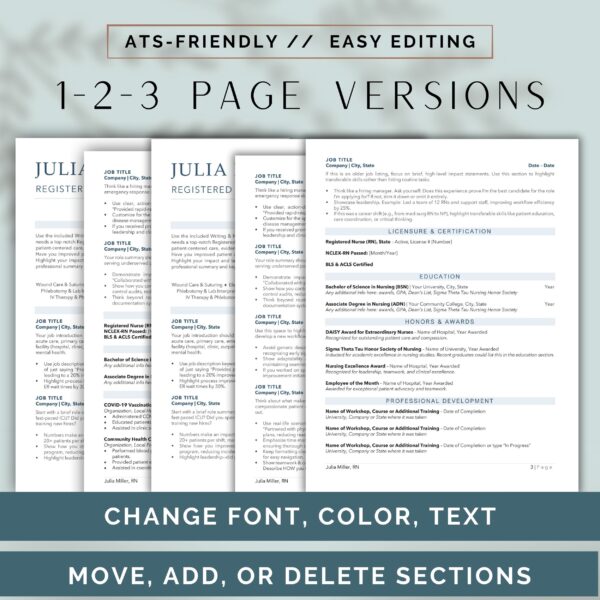 registered nurse resume template CVicu new grad nurse cv editable hospital template Google Docs BSN nurse injector resume paramedic job emt - Image 8