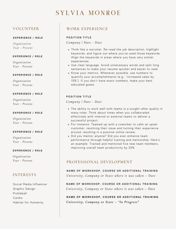 marketing resume template script font worksheet brand kit canva template professional resume creative cv template brand design logo des resume - Image 4