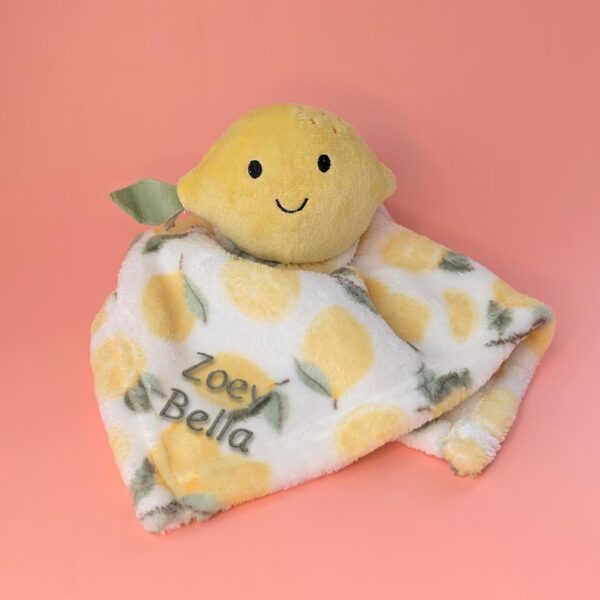 Embroidered watercolor fruit toy orange plushie lemon organic fruit basket watermelon blanket gender neutral gift lovey colorful stroller bl - Image 3