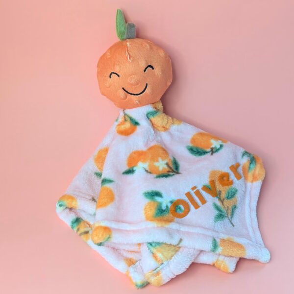 Embroidered watercolor fruit toy orange plushie lemon organic fruit basket watermelon blanket gender neutral gift lovey colorful stroller bl - Image 6