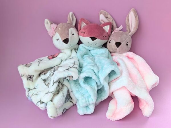 Forest animal baby girl gift plush fox toy soft rabbit lovey deer stuffed blanket personalized baby shower gift heirloom forest nursery deco