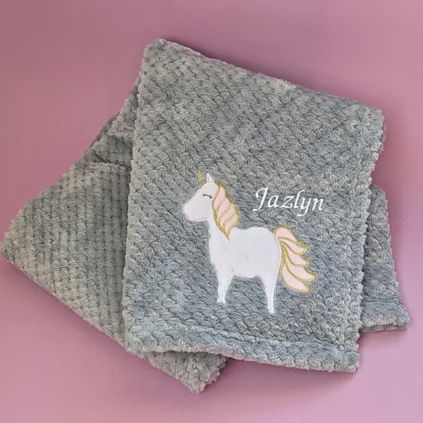 Swan Blanket customizable Baby Girl Gift Waffle blanket Name embroidered Unicorn Gift Baby Shower Soft Minky Blanket Custom Pink Nursery Dec - Image 4